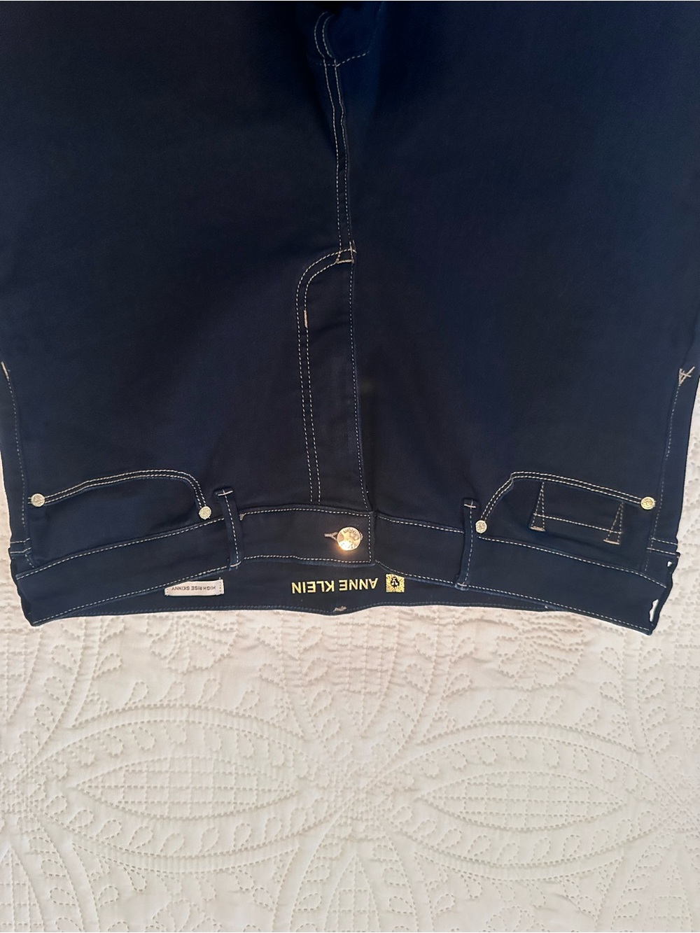 Anne Klein Women's Dark Navy Skinny Jeans with Contrast Stitching